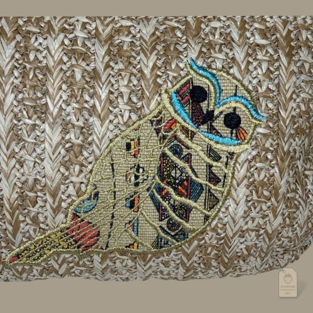 Sakroots Owl Embroidered Woven Crossbody Bag | Tan & Brown - Picture 2 of 8